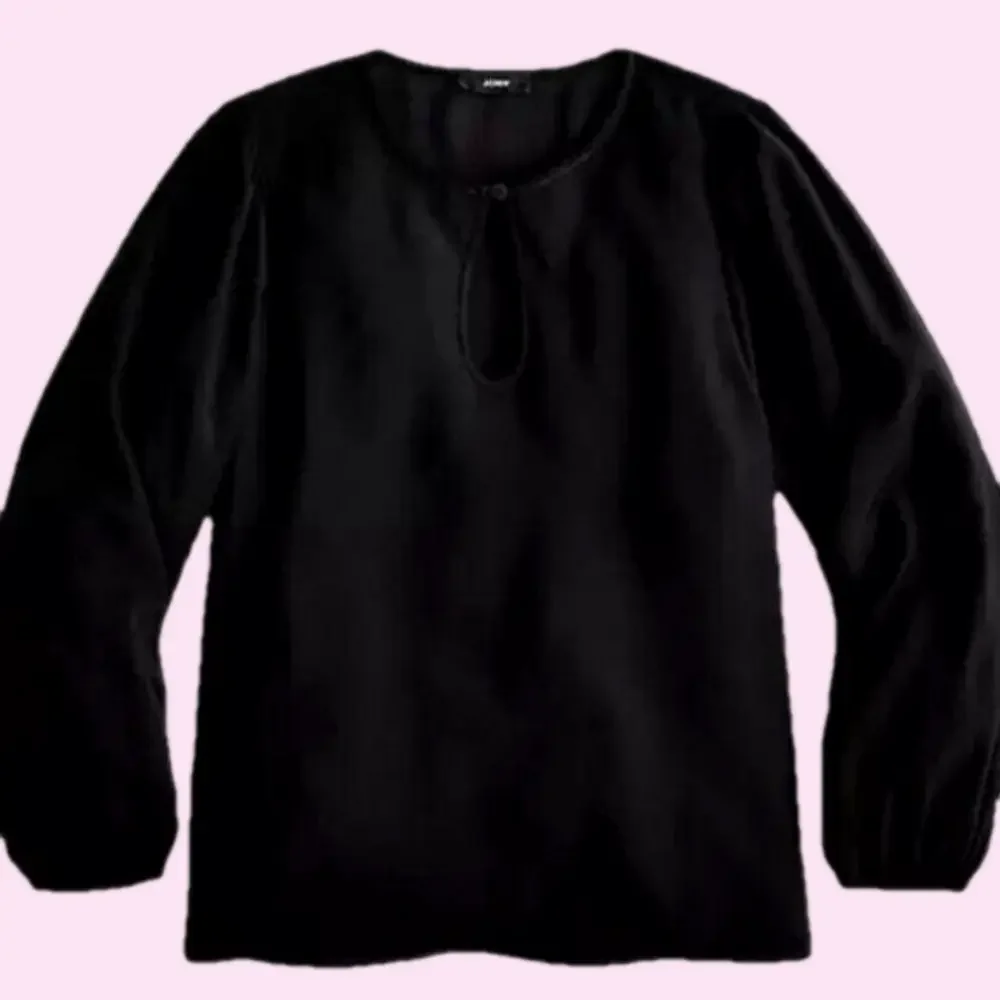 J.Crew Keyhole Puff‎ Sleeve Drapey Crepe Black
